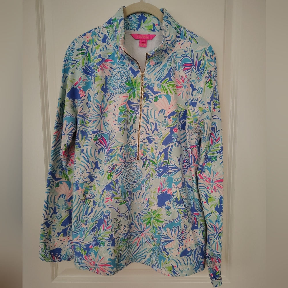 Lilly Pulitzer Blue and Green Floral Top